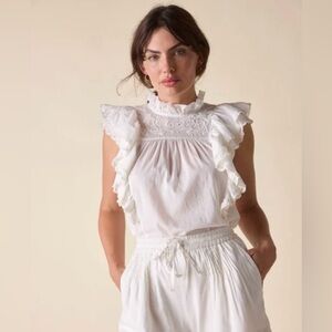 NWT St. Roche Elysian Top Milky White Eyelet Embroidery Medium 6 NEW Boom Boom